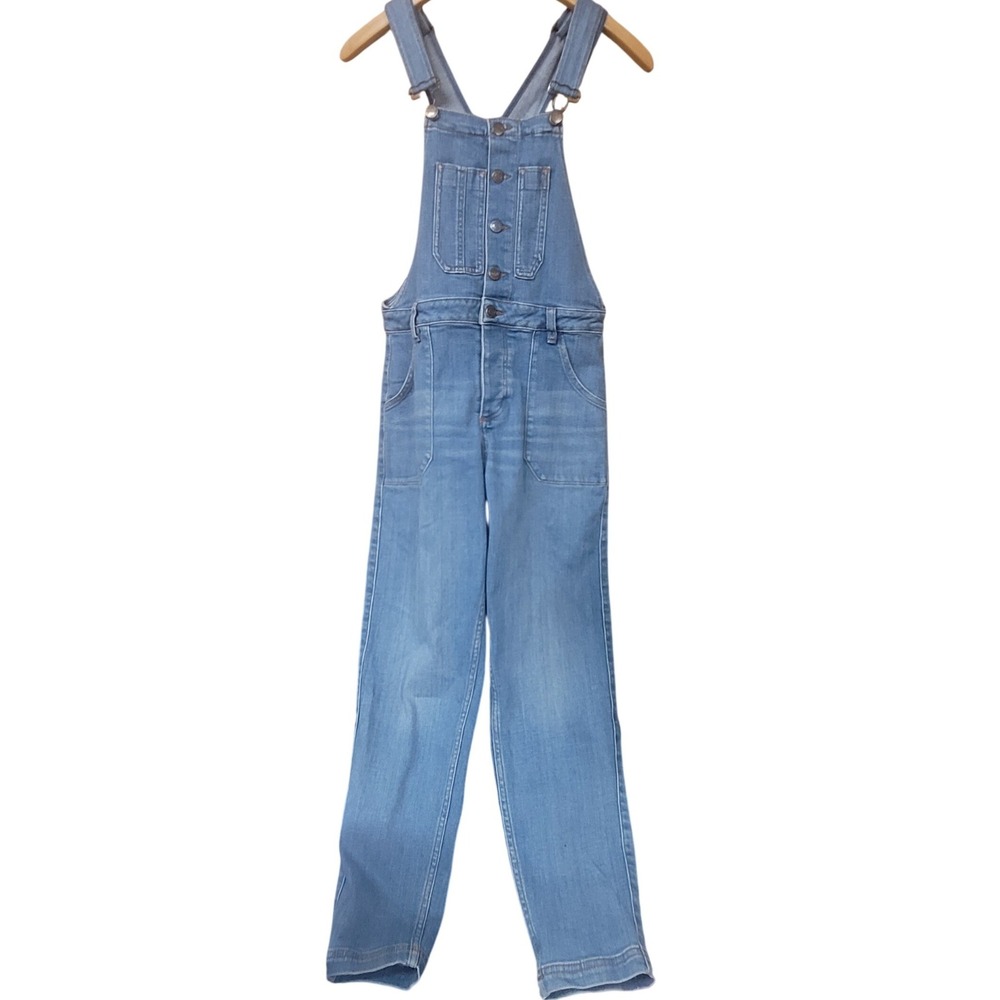 Fat Face Hastings Dungaree Light Wash Eco Denim Overalls Blue Womens US 4S